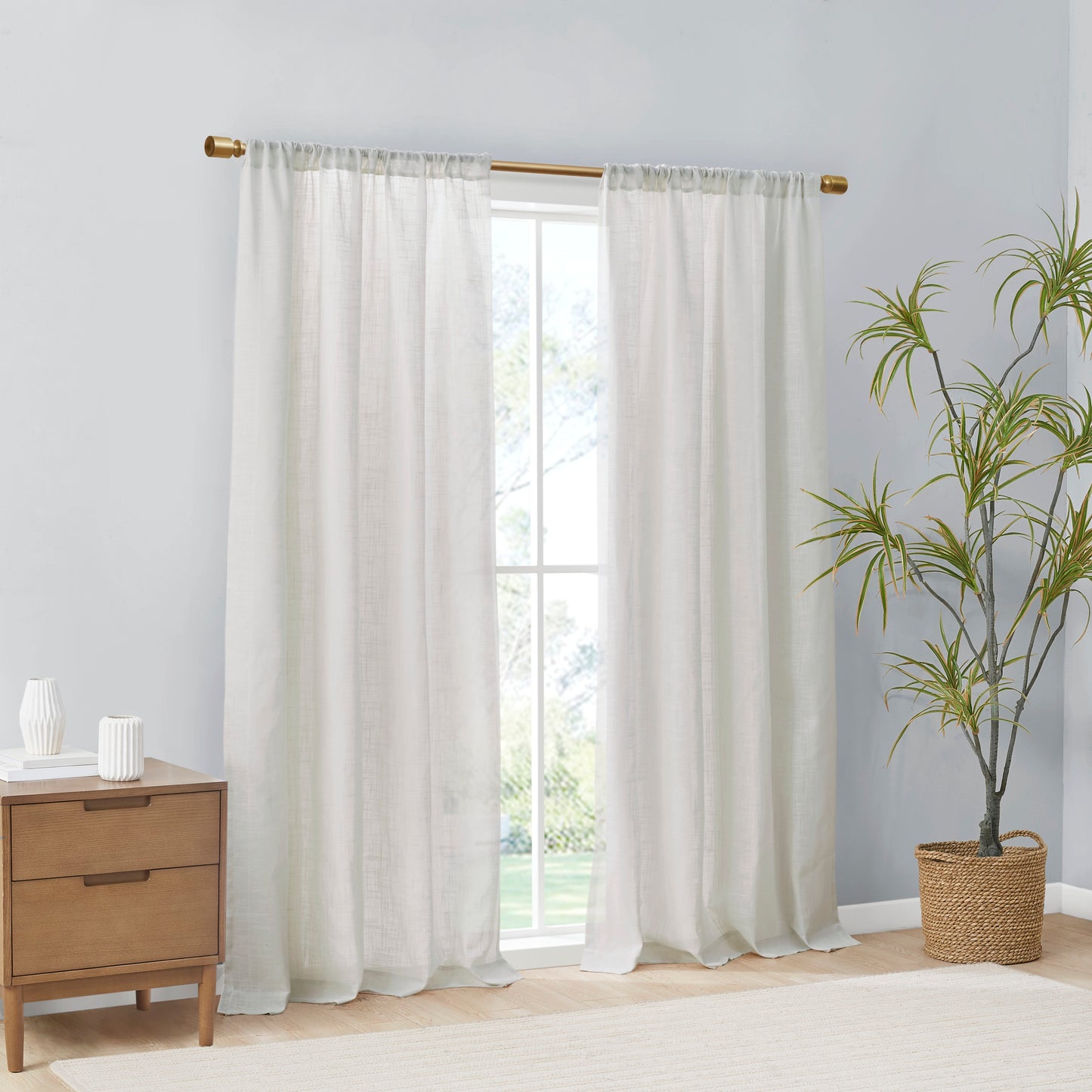 Madison Park Linen Blend Light Filtering Curtain Panel Pair