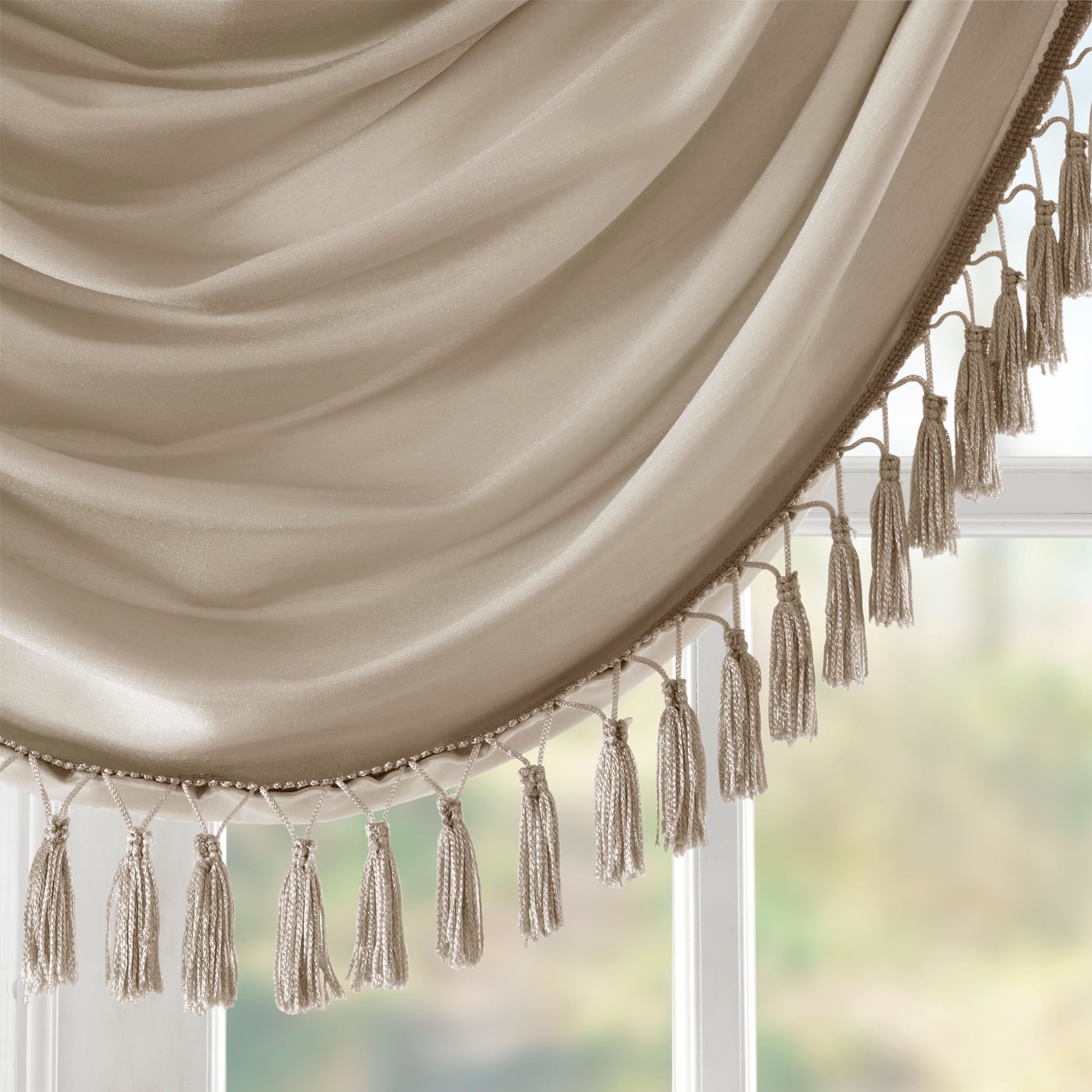 Madison Park Faux Silk Waterfall Embellished Valance
