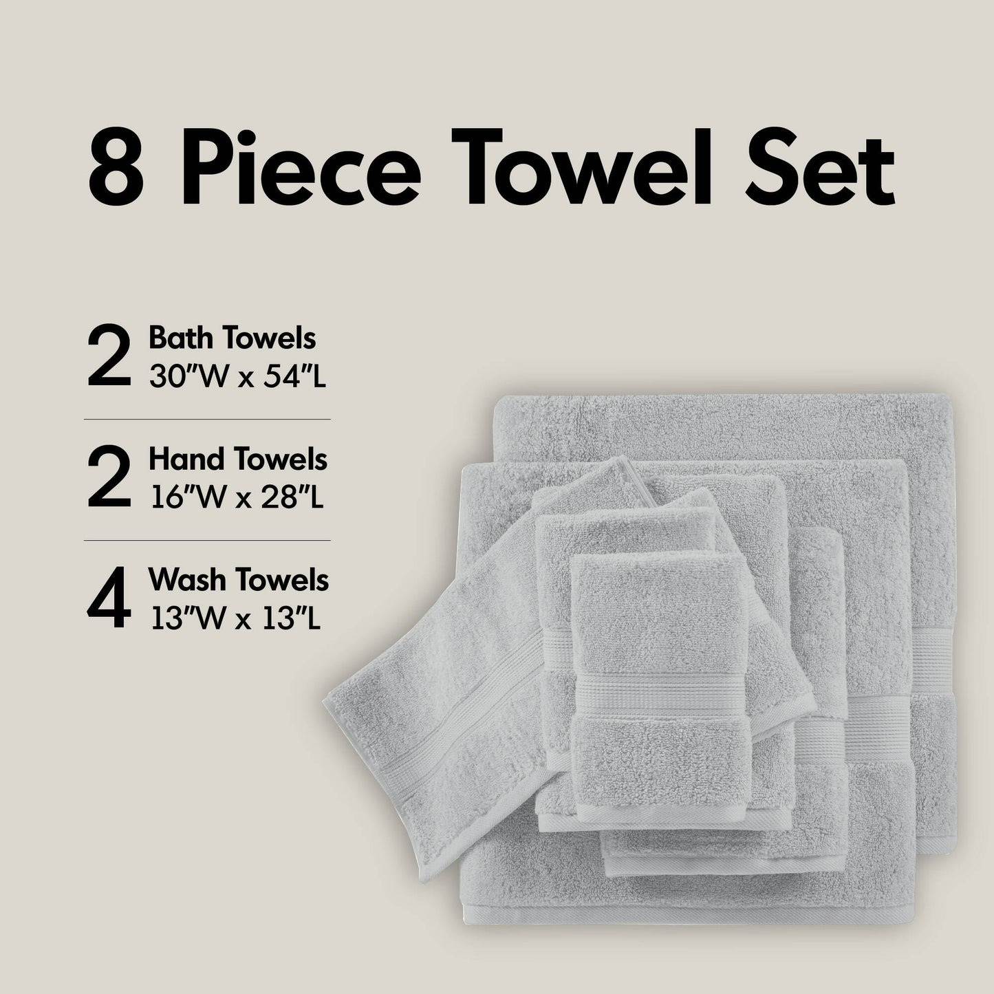 Madison Park Signature 800GSM Ultra-Soft 100% Cotton Absorbent Towel Set