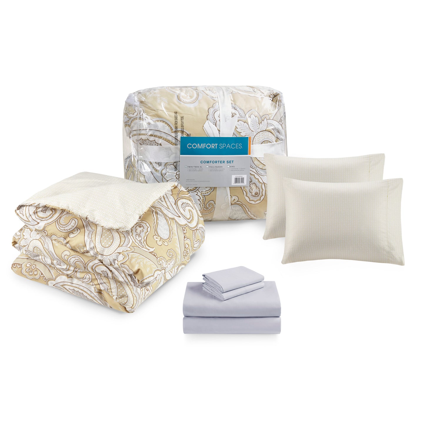 Madison Park Essentials Paisley Print 9 Piece Comforter Set with Sheets
