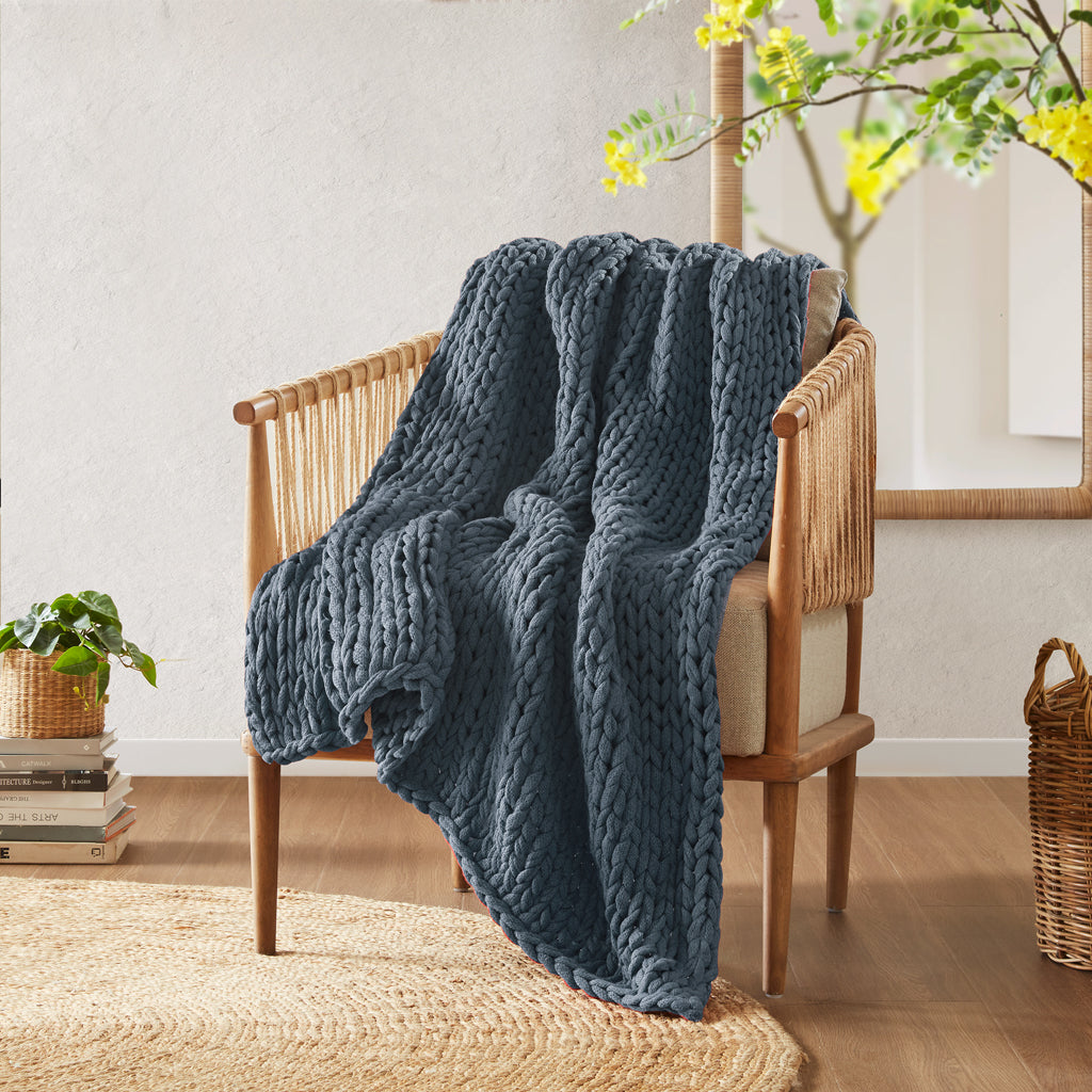 Madison Park Hand Made Chunky Double Knit Throw Blanket