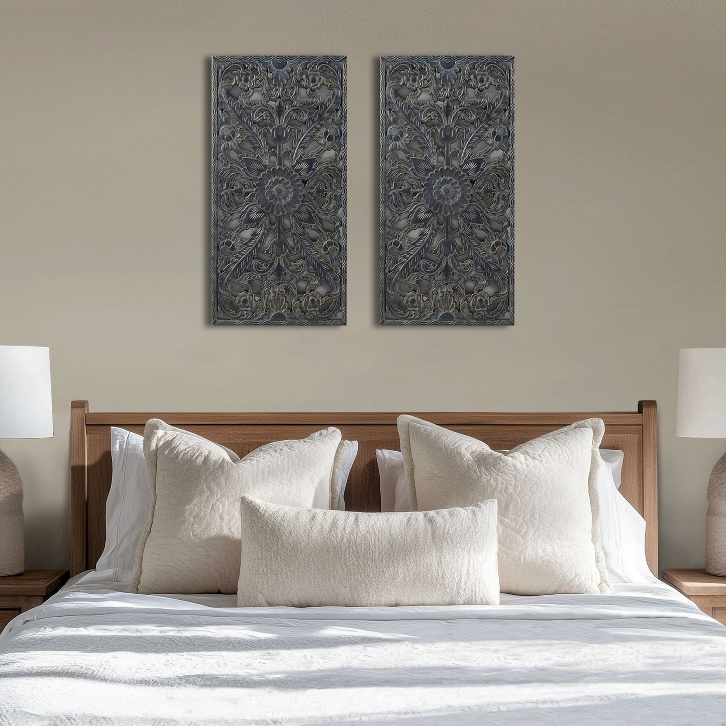 Madison Park Distressed Carved Wood 2-piece Wall Decor Set