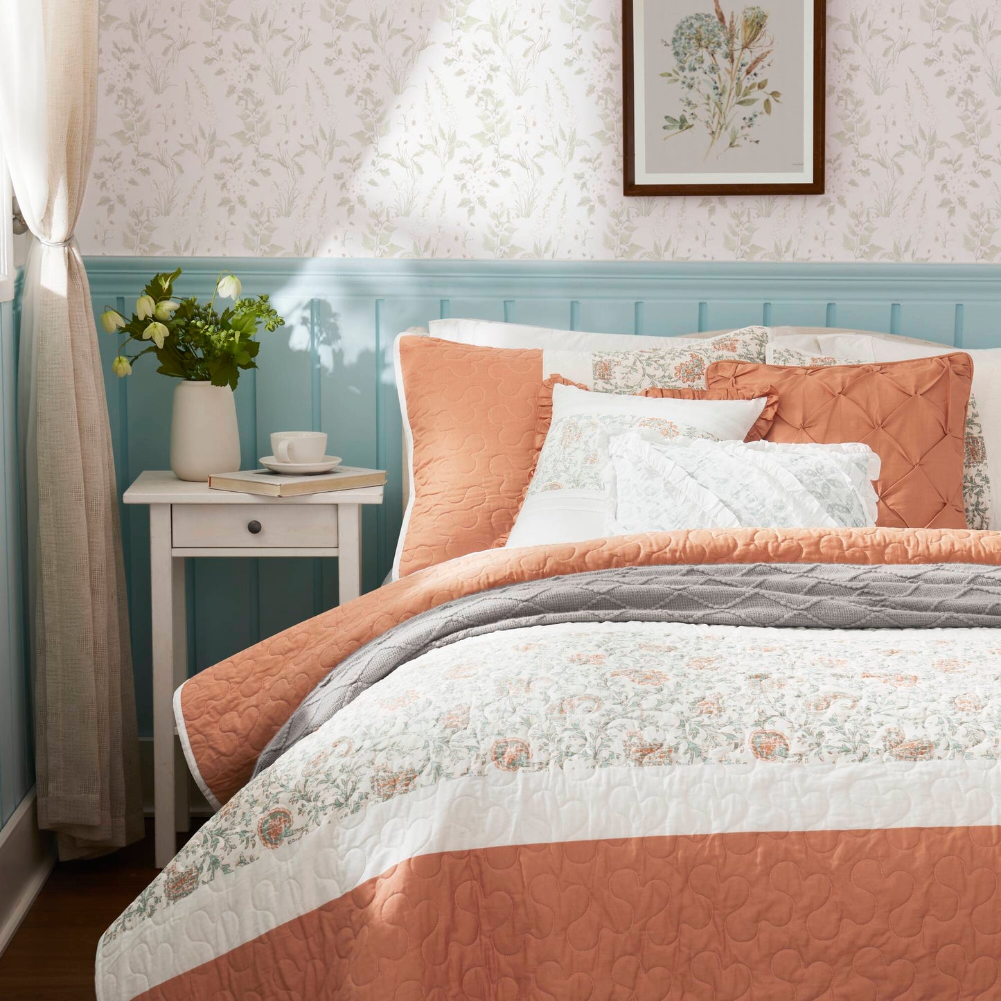 Madison Park 6 Piece Cotton Percale Quilt Set with Throw Pillows
