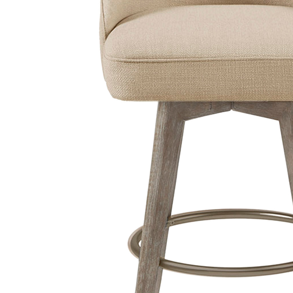 Madison Park Pearce Swivel Upholstered Counter Stool with Solid Wood Legs & Metal Footrest