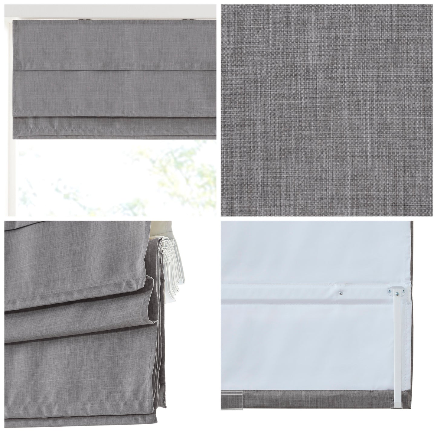 Madison Park Faux Linen Cordless Total Blackout Roman Shade
