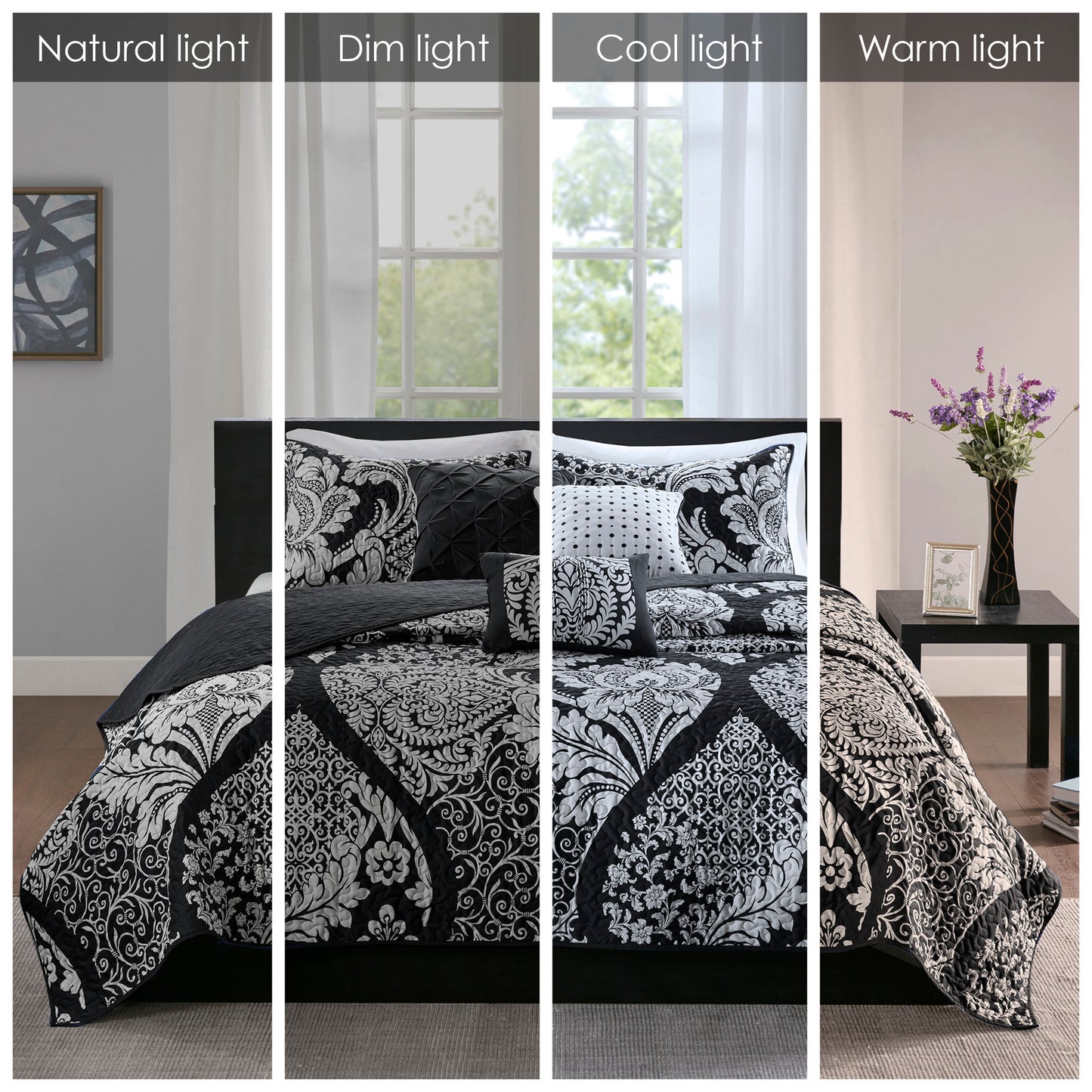 Madison Park 6 Piece Printed Cotton Quilt Set with Throw Pillows