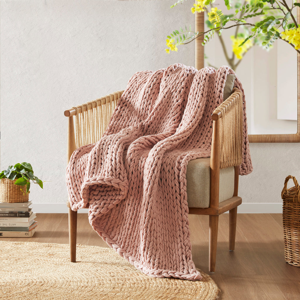 Madison Park Hand Made Chunky Double Knit Throw Blanket