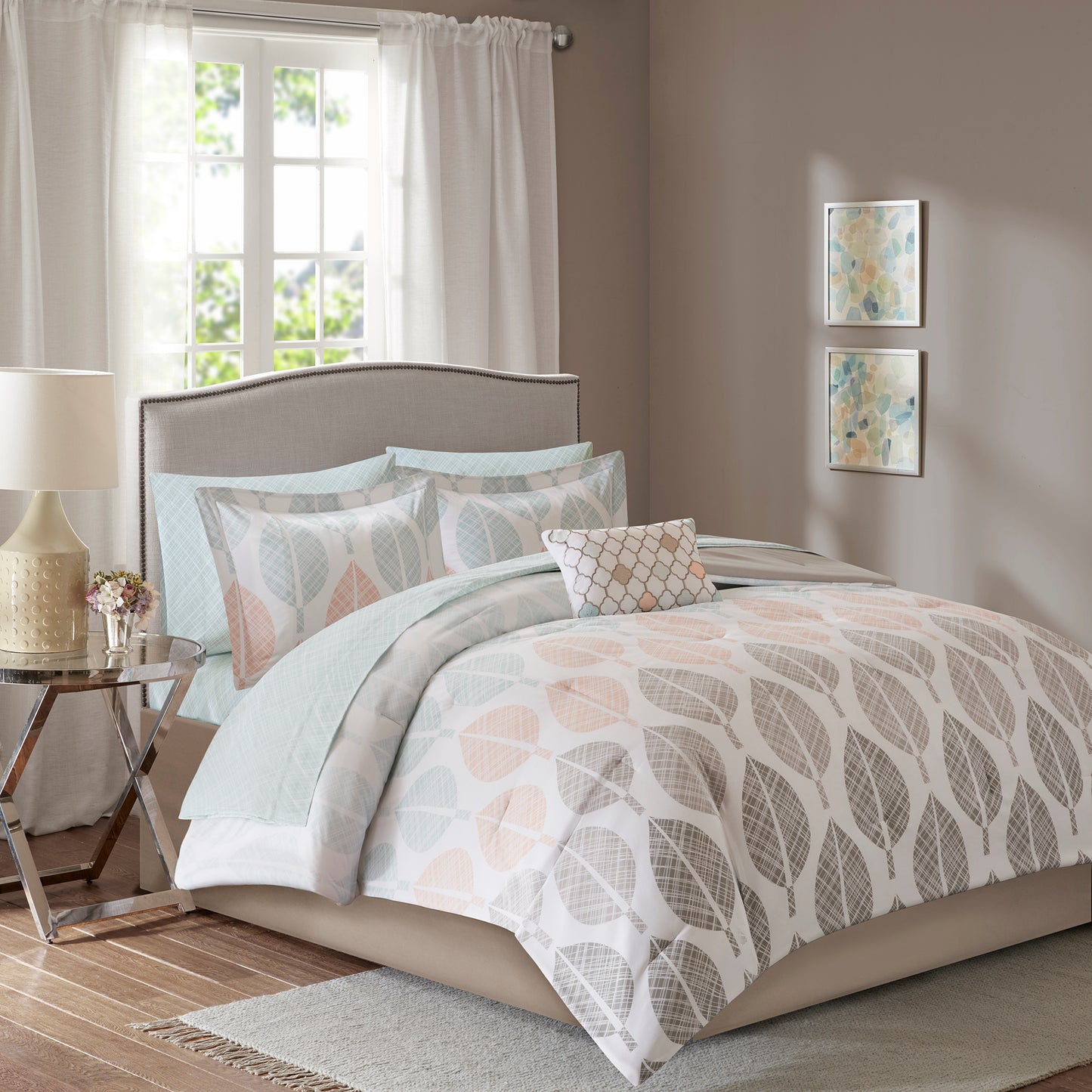 Madison Park Essentials 9 Piece Comforter Set with Cotton Bed Sheets