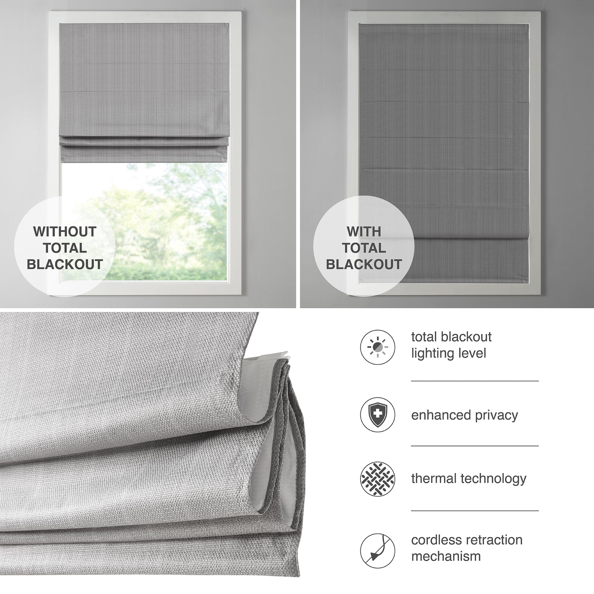 Madison Park Basketweave Total Blackout Roman Shade