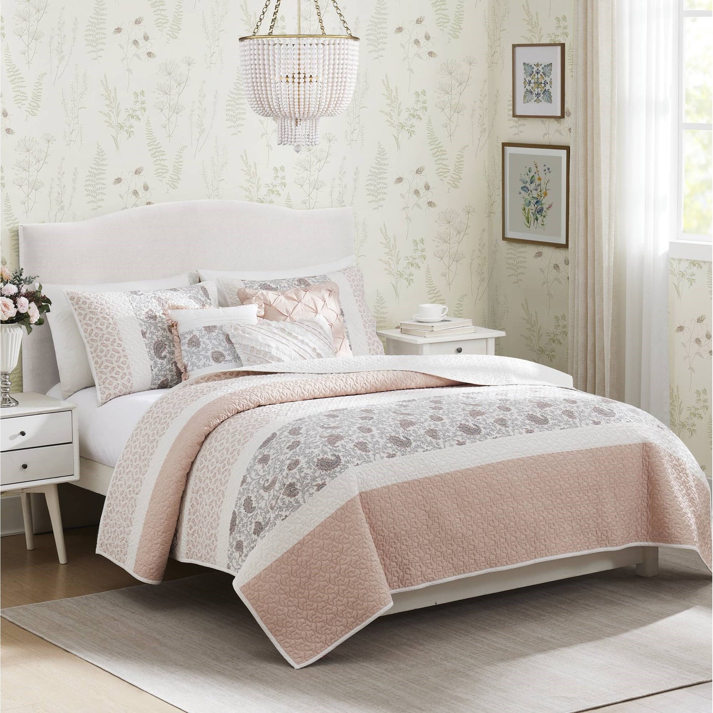 Madison Park 6 Piece Cotton Percale Quilt Set with Throw Pillows