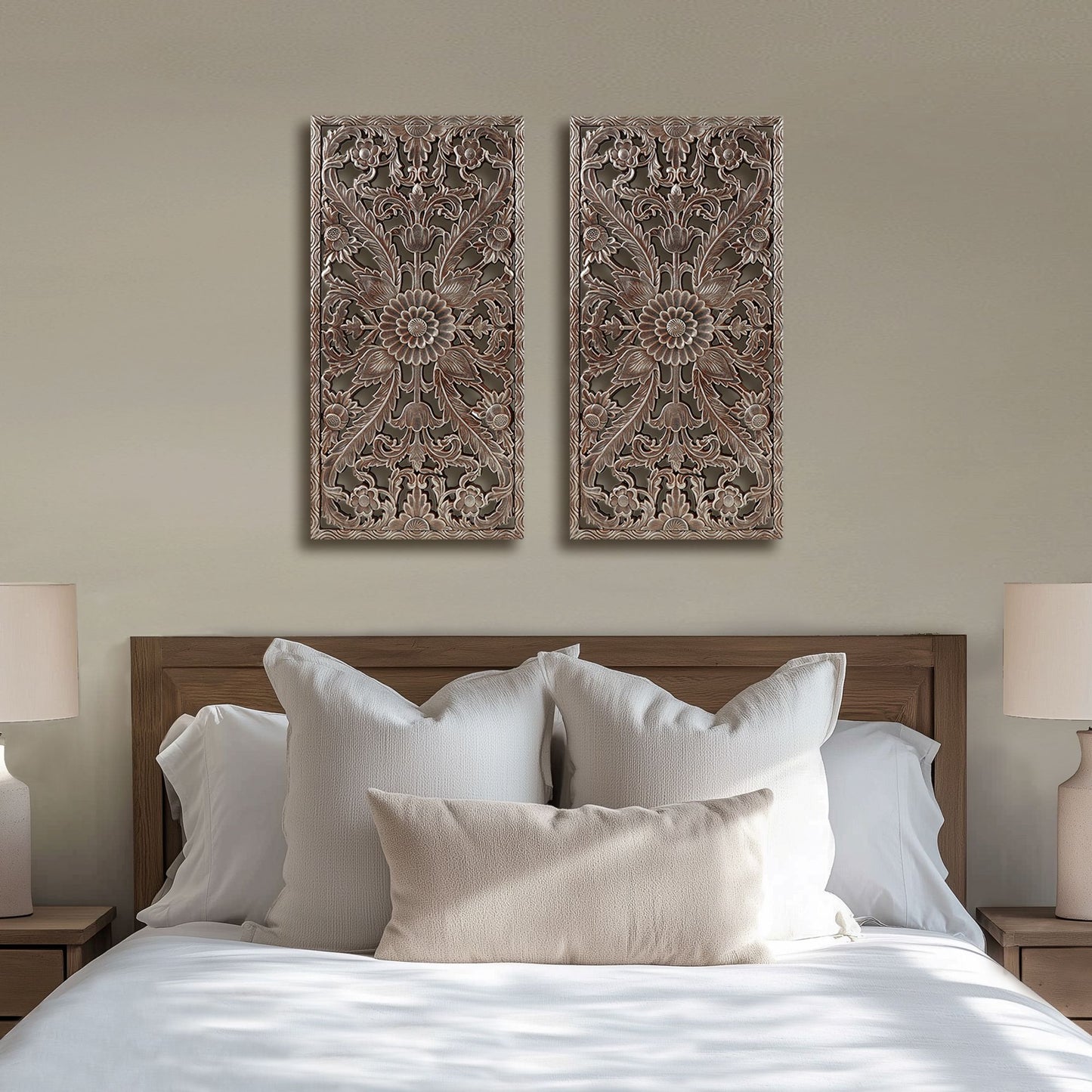 Madison Park Distressed Carved Wood 2-piece Wall Decor Set