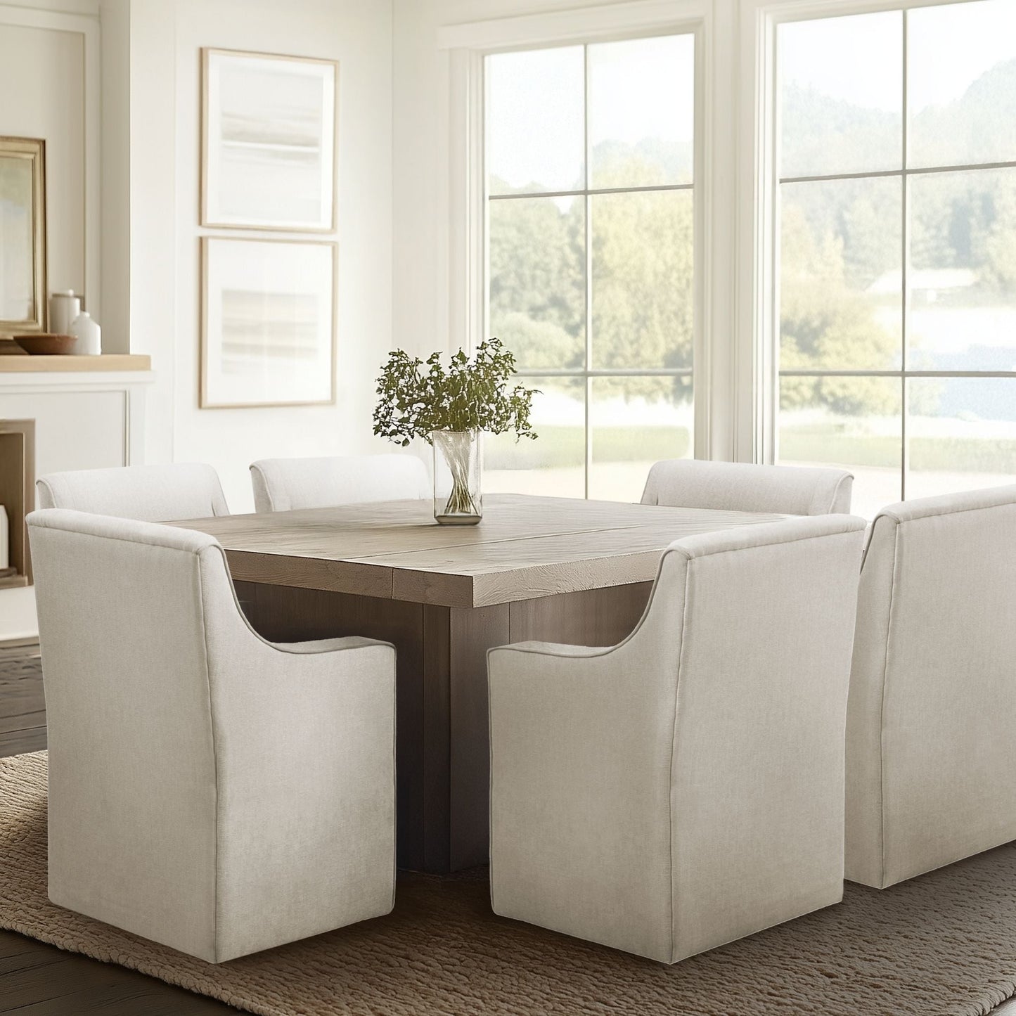 Madison Park Skirted Dining Arm Chair with Casters