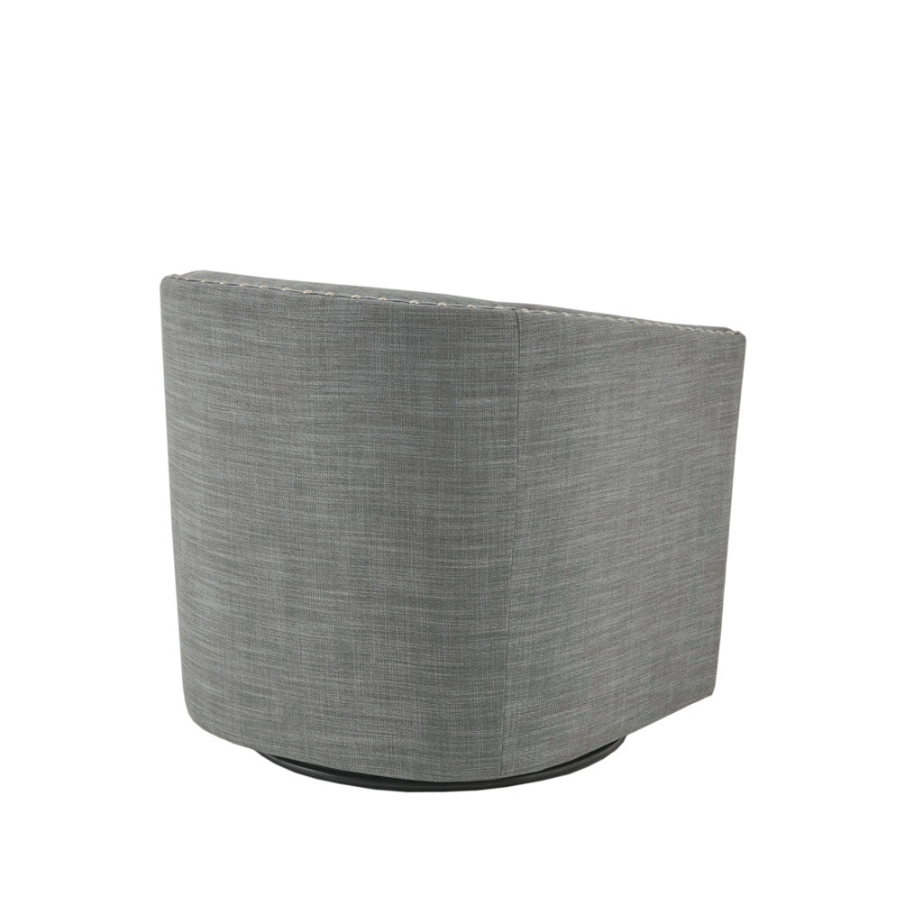 Madison Park Tyler Upholstered Swivel Barrel Chair with Nailheads