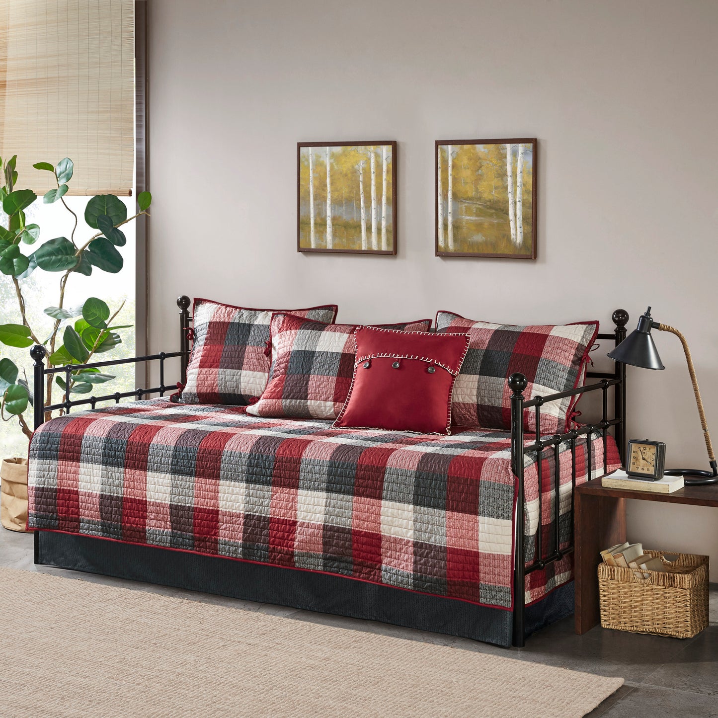 Madison Park 6 Piece Reversible Plaid Daybed Cover Set