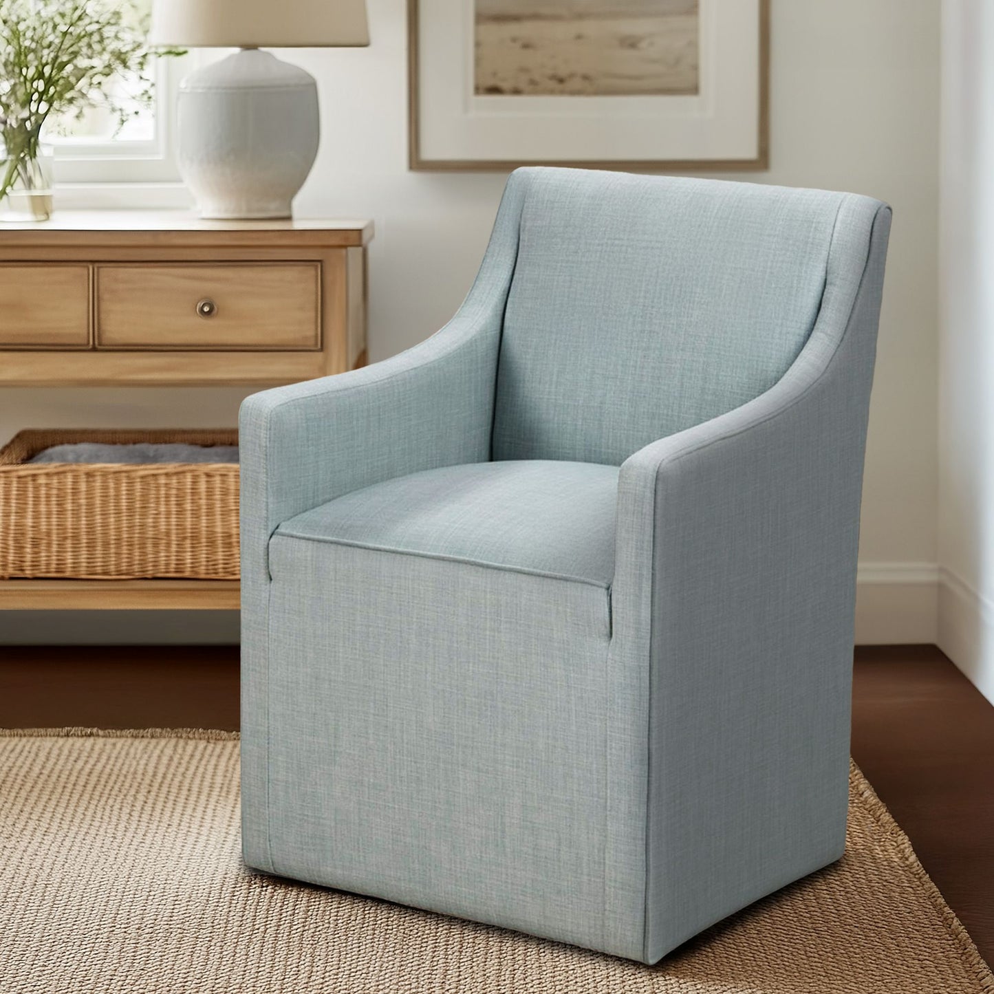 Madison Park Skirted Dining Arm Chair with Casters