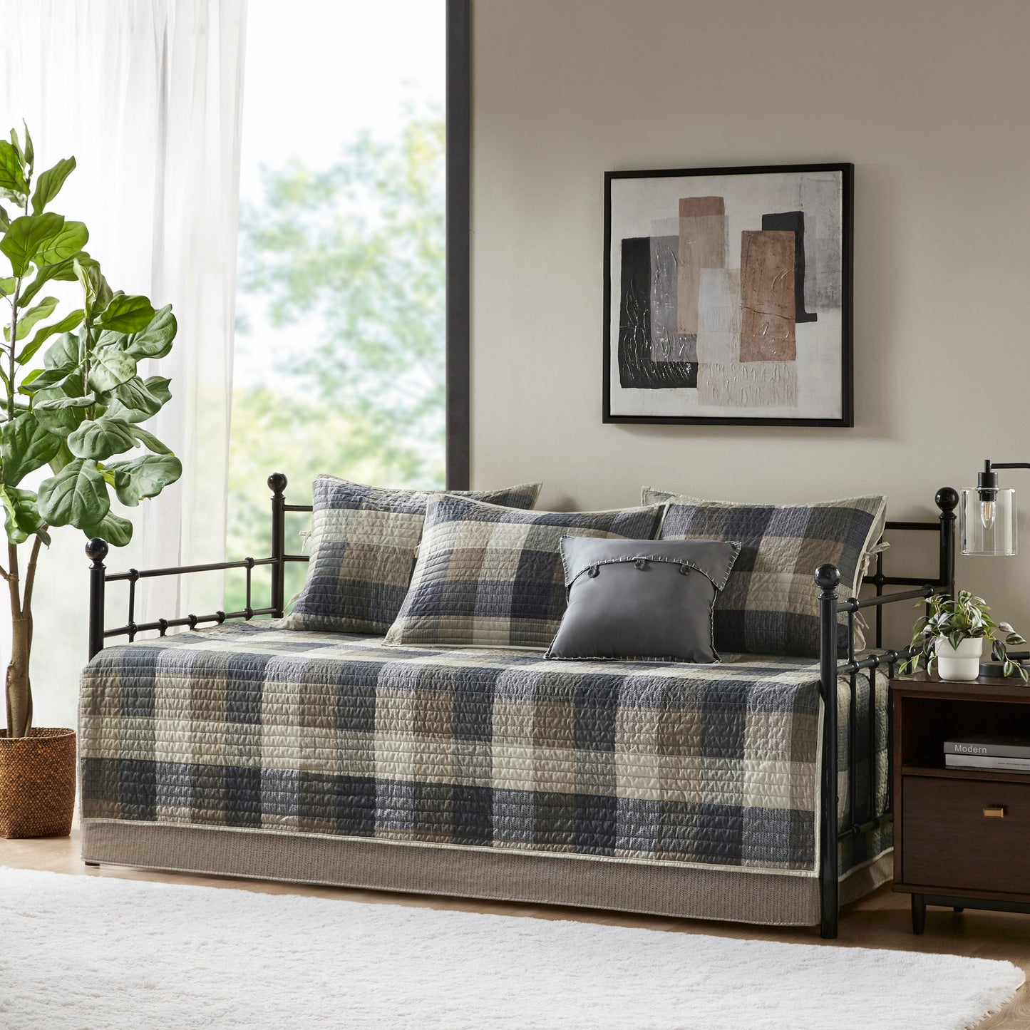 Madison Park 6 Piece Reversible Plaid Daybed Cover Set
