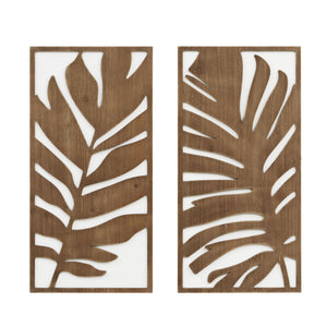 Birch Botanical Two-tone Wood Panel Wall Décor Set
