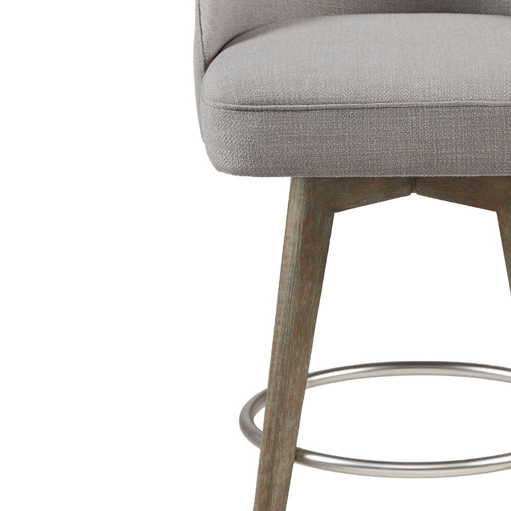 Madison Park Pearce Swivel Upholstered Counter Stool with Solid Wood Legs & Metal Footrest