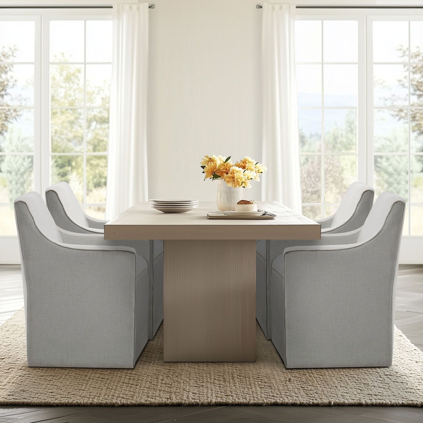 Madison Park Skirted Dining Arm Chair with Casters
