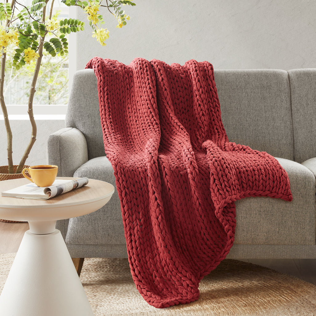 Madison Park Hand Made Chunky Double Knit Throw Blanket