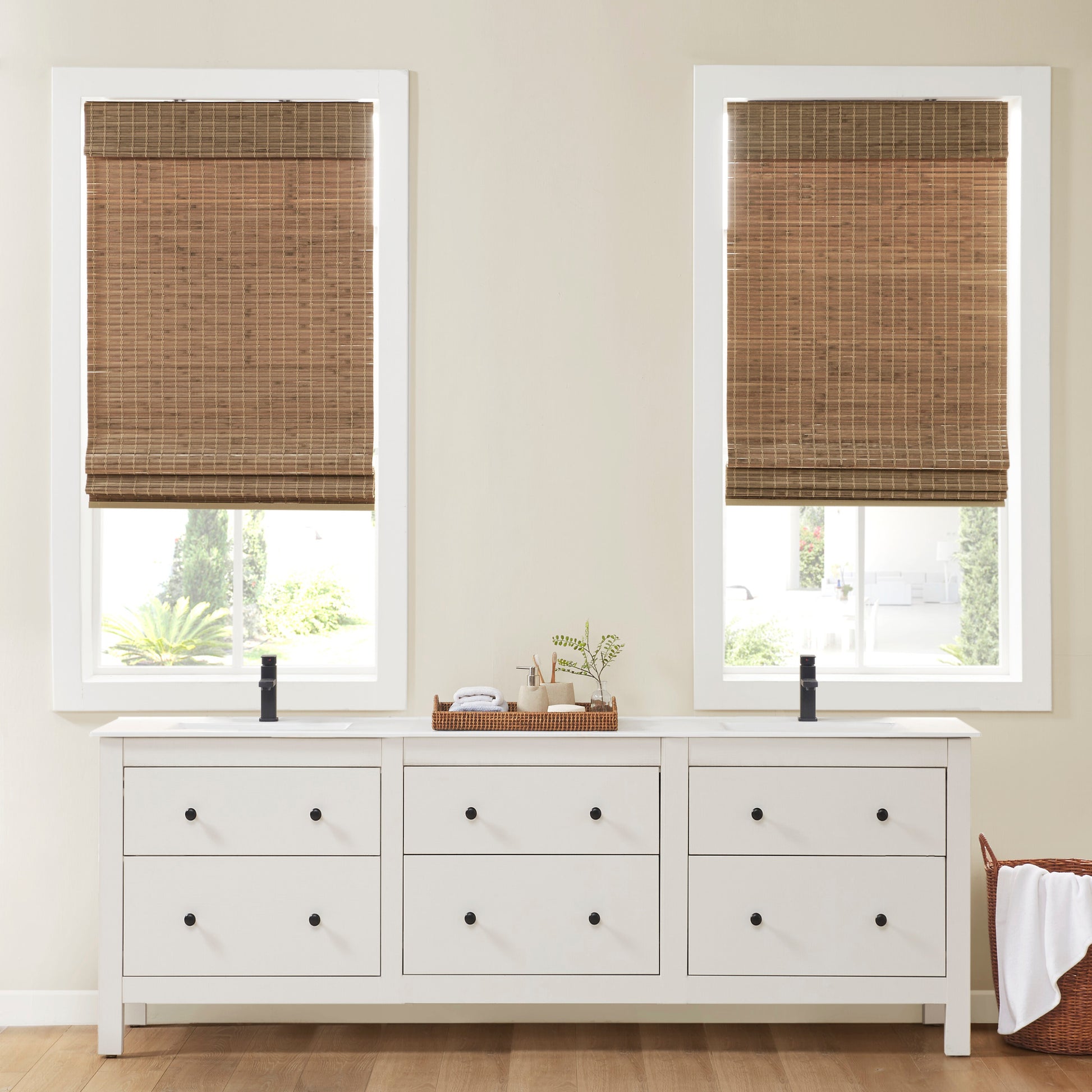 Madison Park Bamboo Light Filtering Roman Shade 64"L