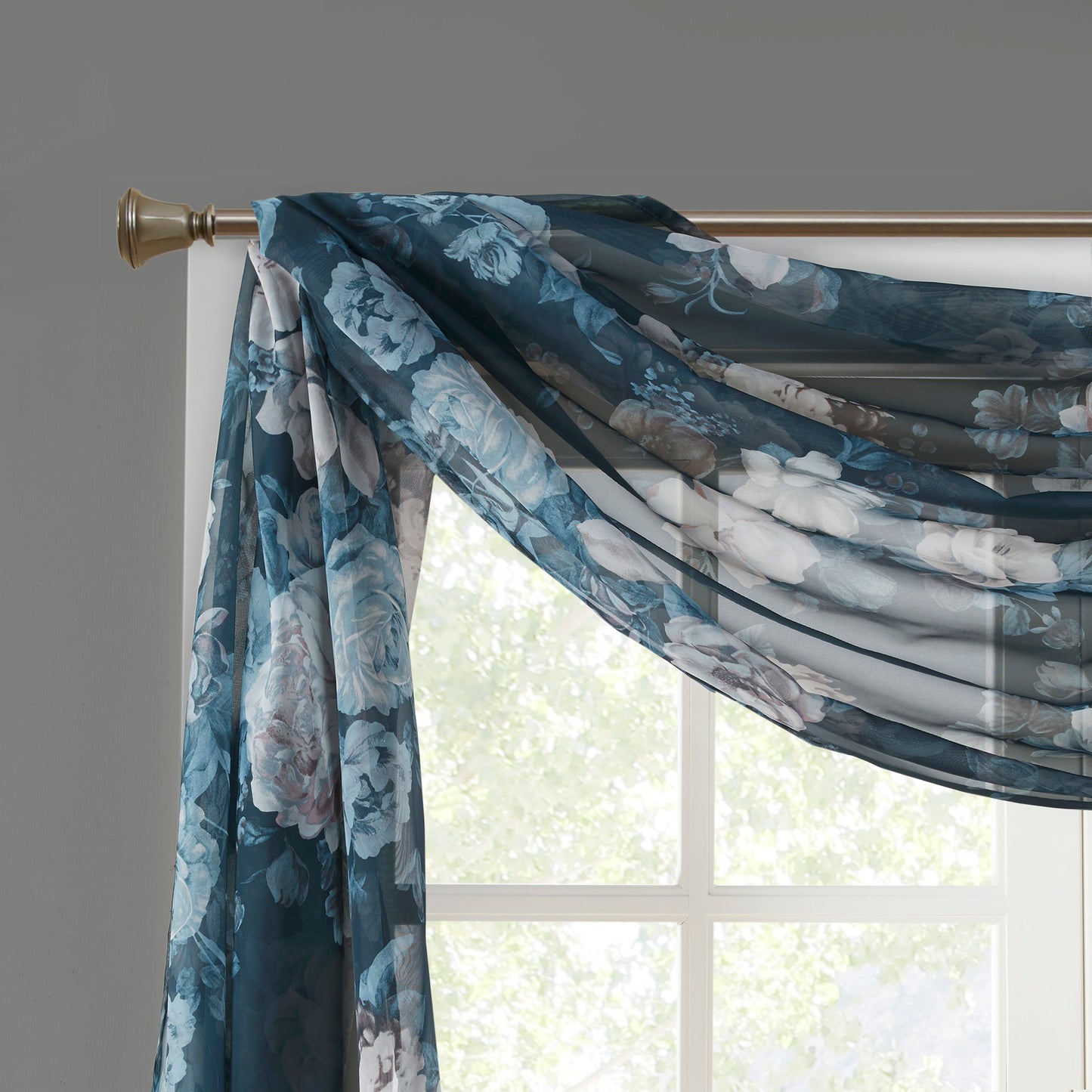 Madison Park Printed Floral Voile Sheer Scarf