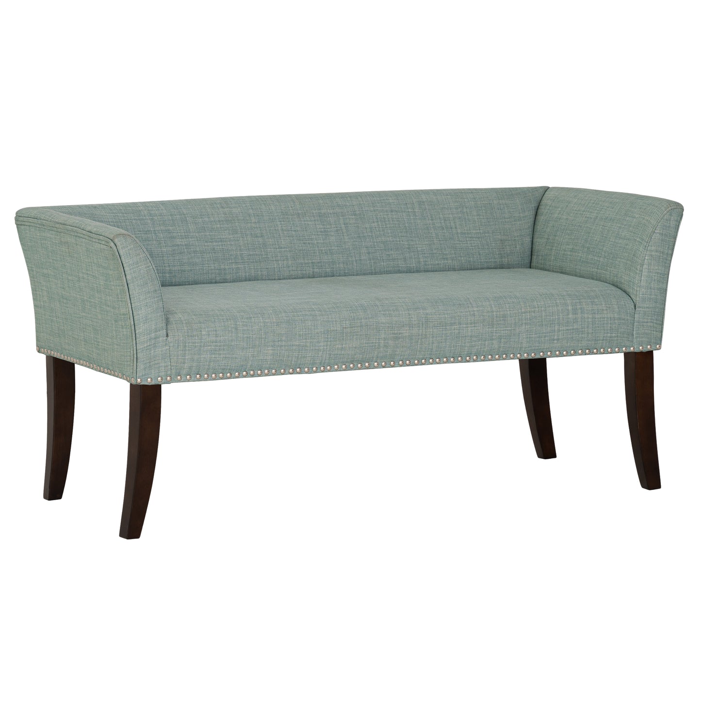Madison Park 49.5" Upholstered Bench with Back & Wood Legs