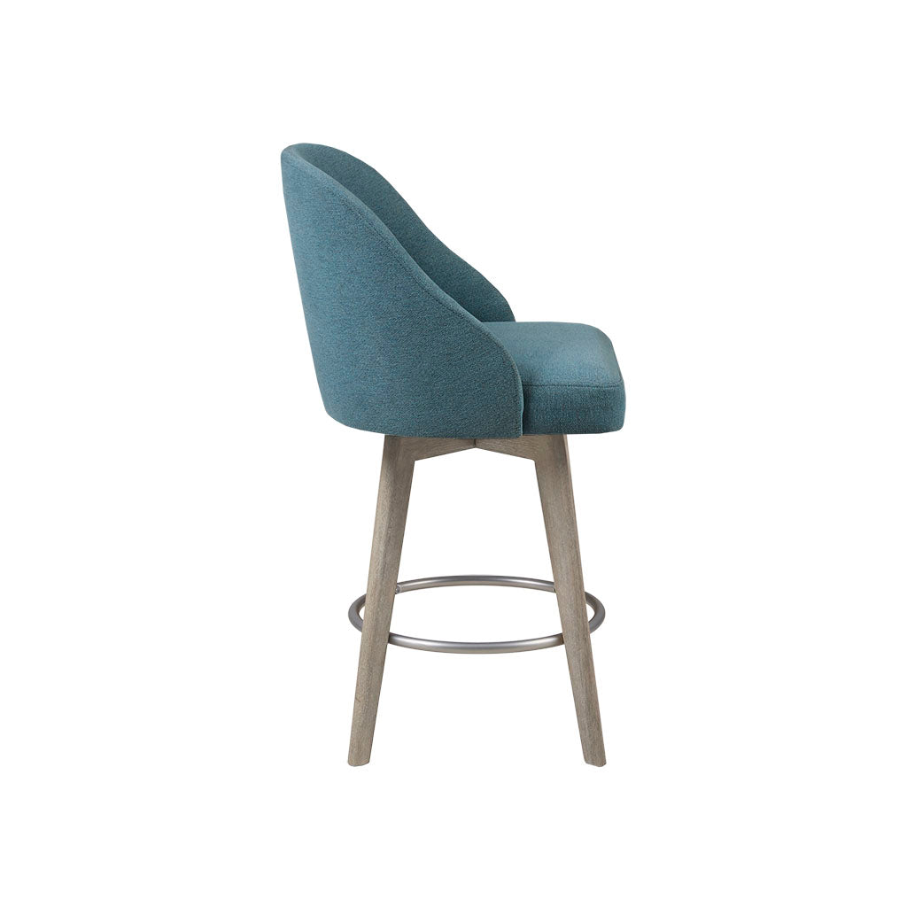 Madison Park Pearce Swivel Upholstered Counter Stool with Solid Wood Legs & Metal Footrest