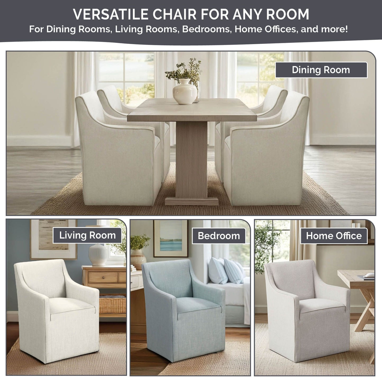 Madison Park Skirted Dining Arm Chair with Casters