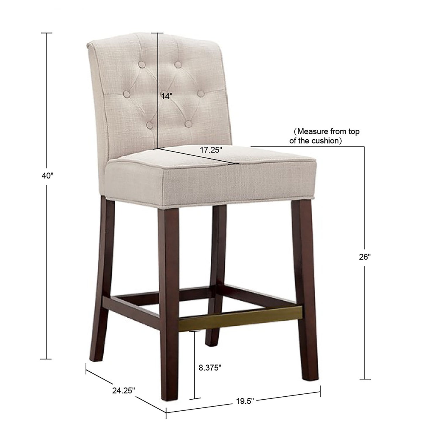 Madison Park Tufted Counter Stool