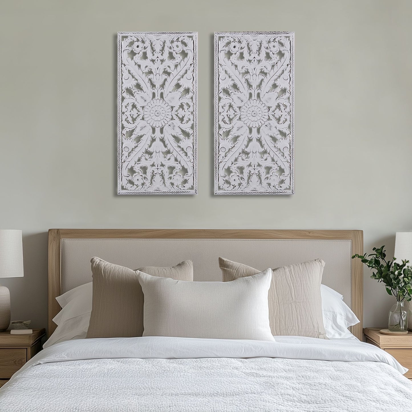 Madison Park Distressed Carved Wood 2-piece Wall Decor Set