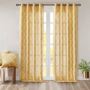 Saratoga Fretwork Print Grommet Top Window Curtain Panel