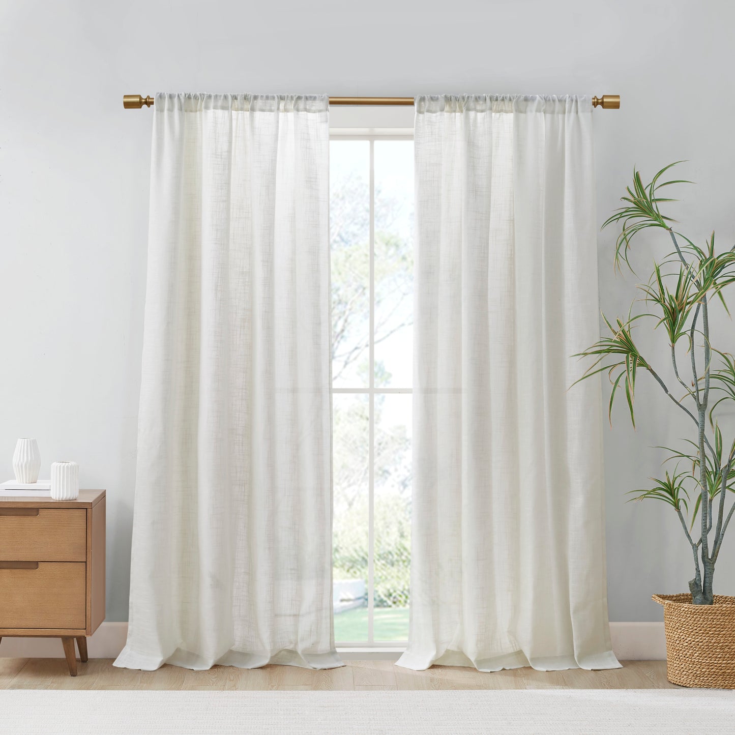 Madison Park Linen Blend Light Filtering Curtain Panel Pair