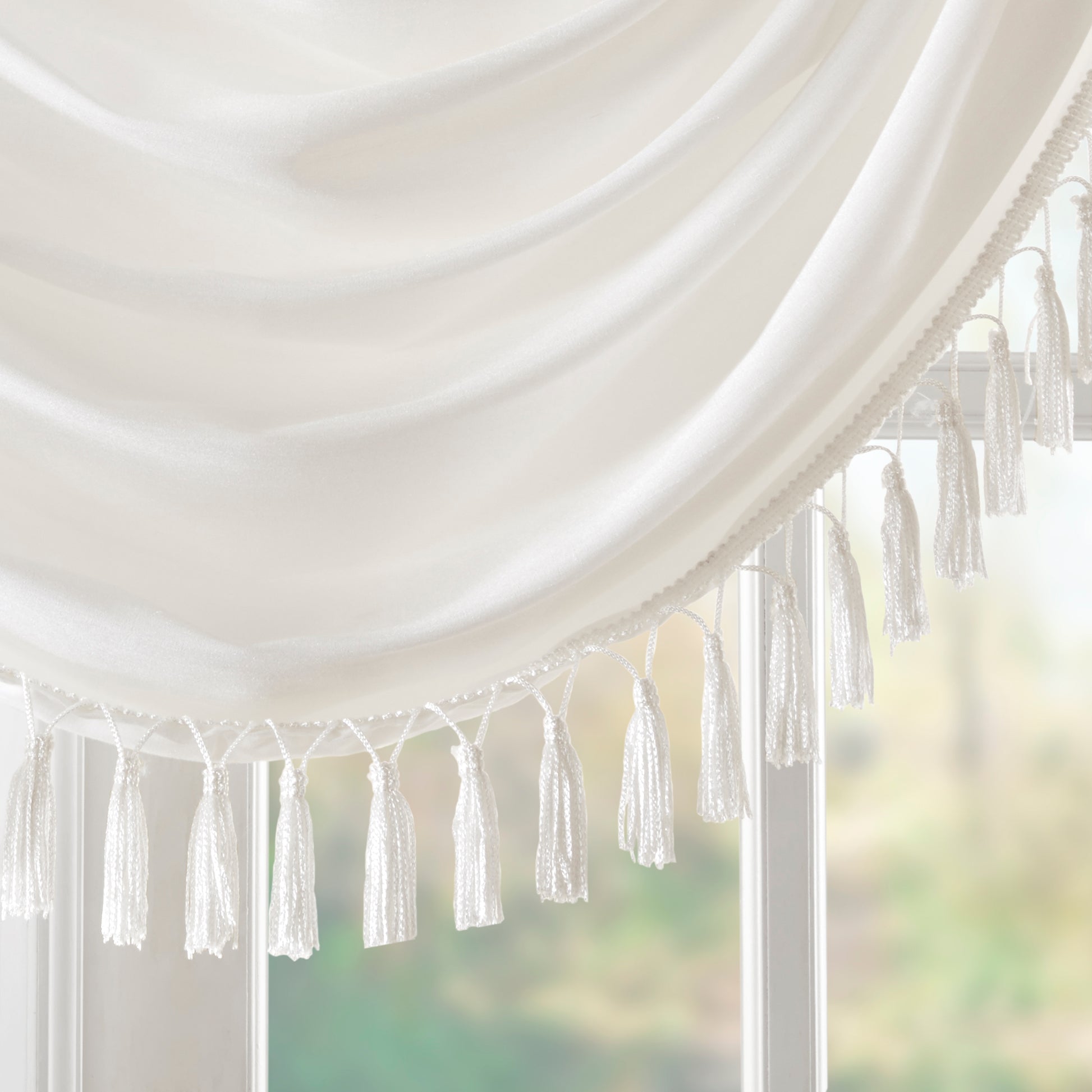 Madison Park Faux Silk Waterfall Embellished Valance