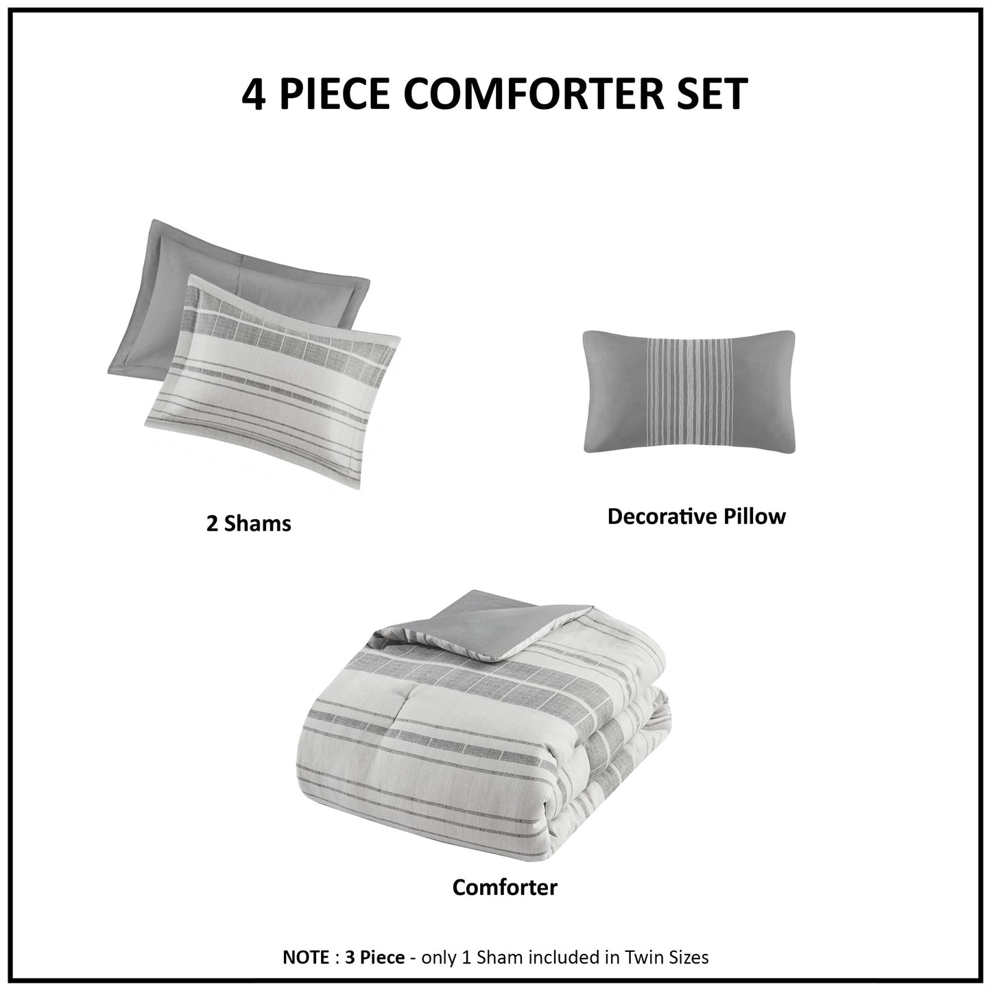 Madison Park 4 Piece Stripe Comforter Set with Throw Pillow