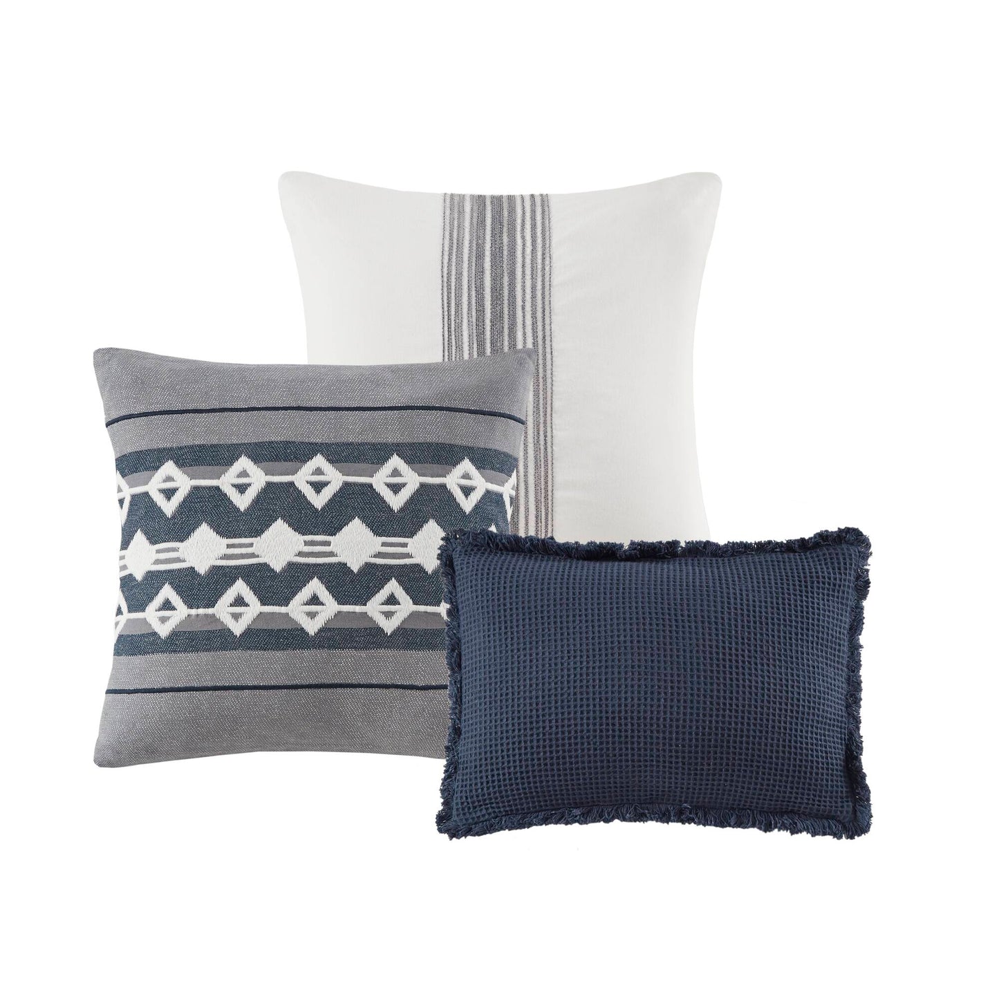 Madison Park Signature Oversized Cotton Jacquard Comforter Set with Euro Shams and Throw Pillows