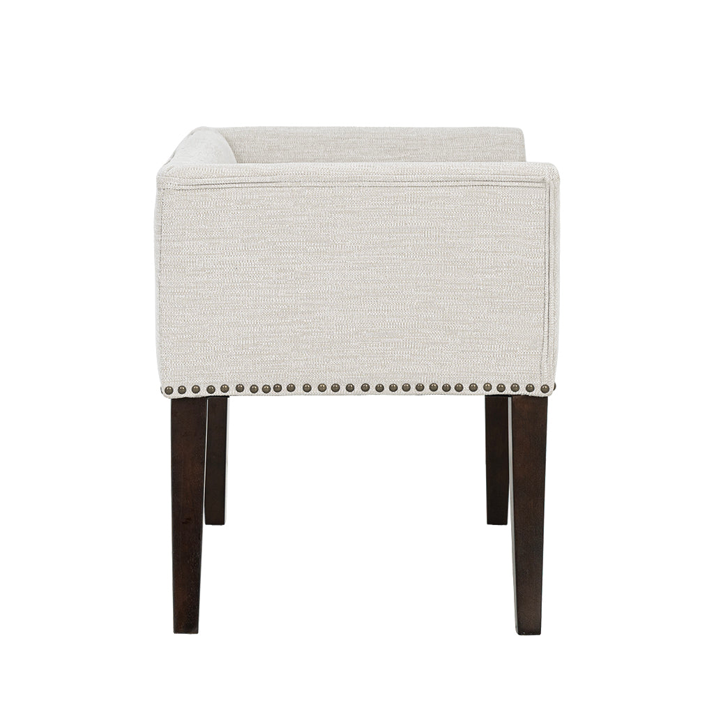 Madison Park 49.5" Upholstered Bench with Back & Wood Legs
