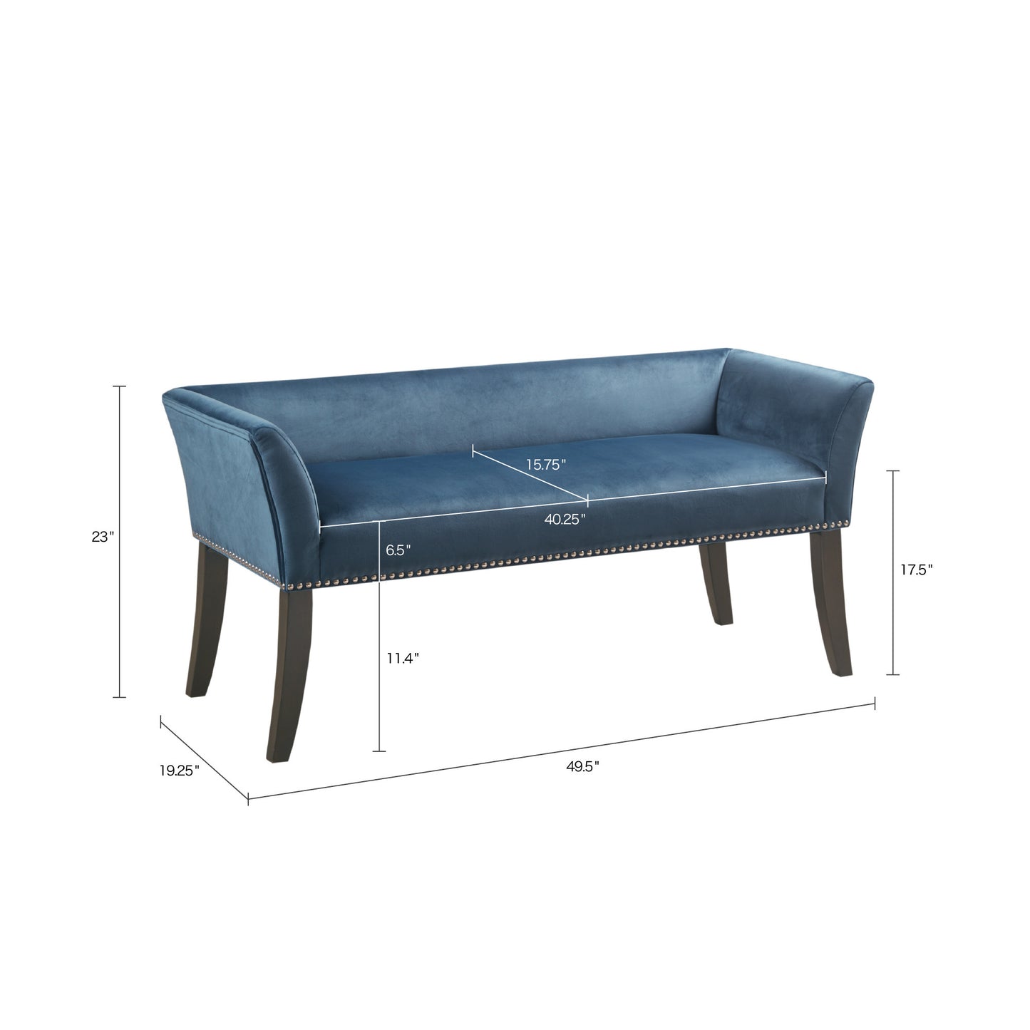 Madison Park Welburn 49.5" Upholstered Bench with Back & Wood Legs