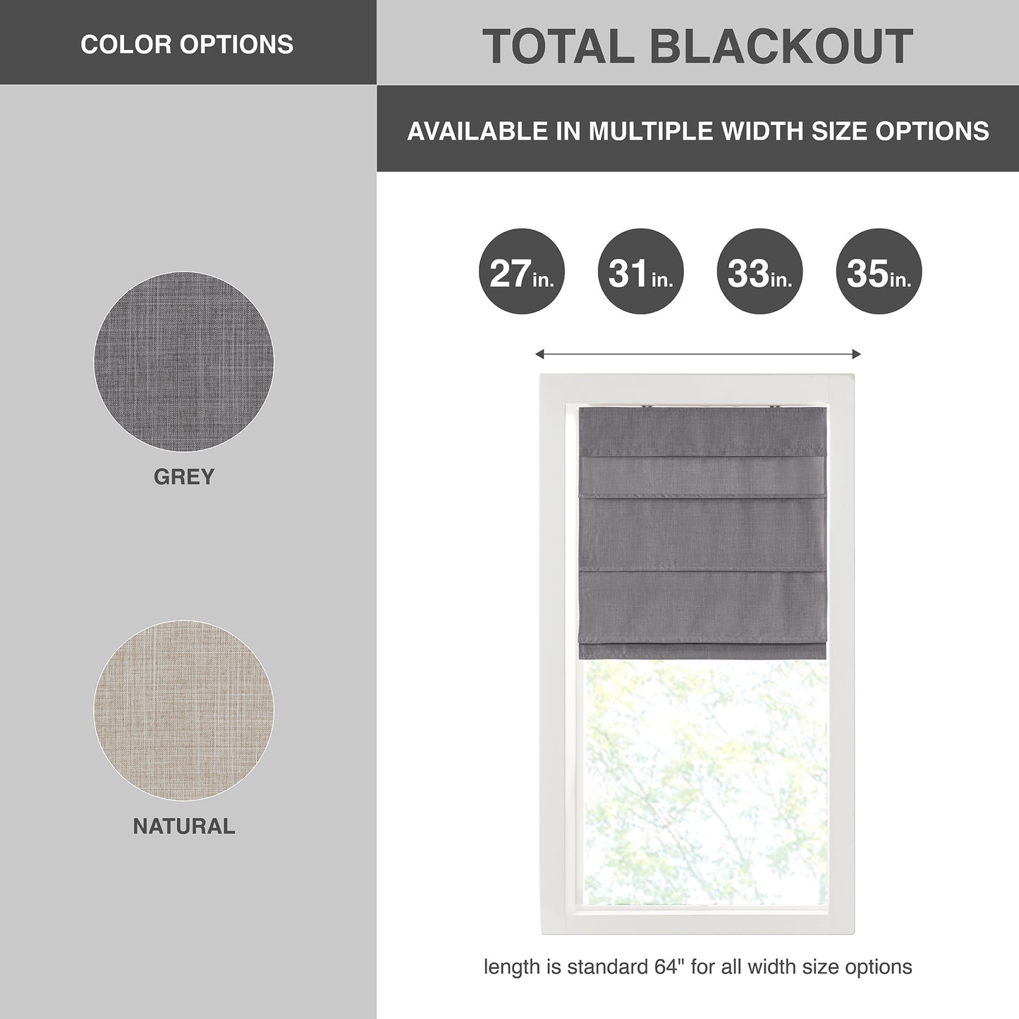 Madison Park Faux Linen Cordless Total Blackout Roman Shade