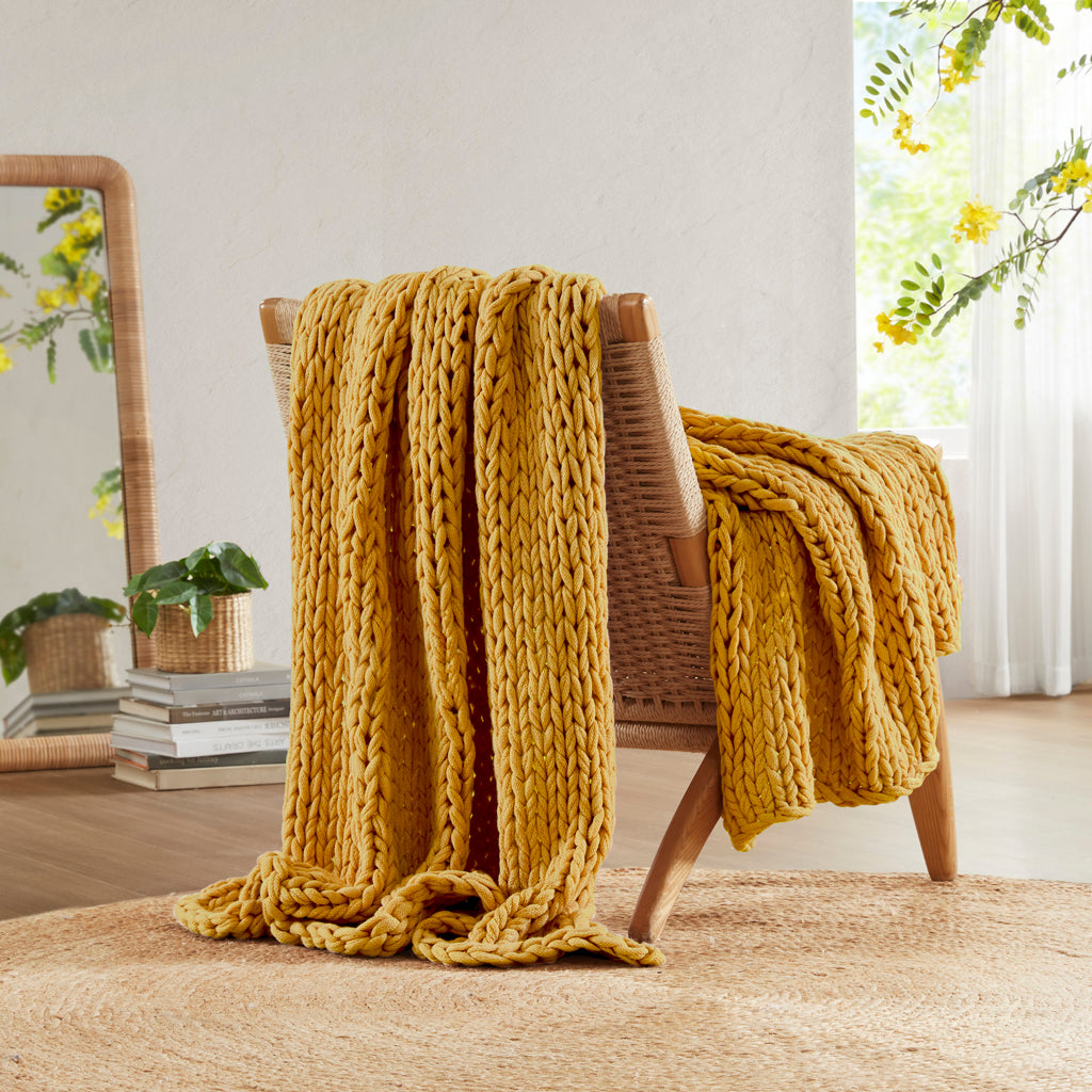 Madison Park Hand Made Chunky Double Knit Throw Blanket