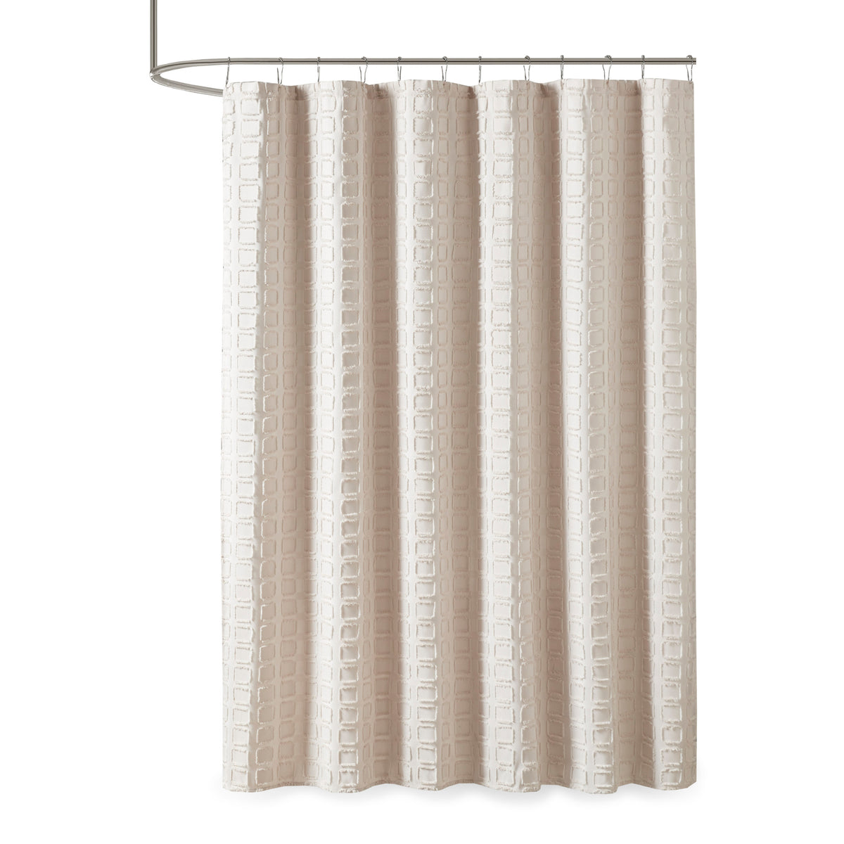 Madison Park Woven Clipped Solid Shower Curtain