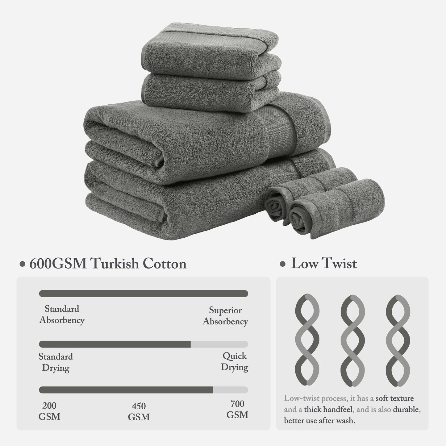 Madison Park Signature Cotton 6 Piece Bath Towel Set