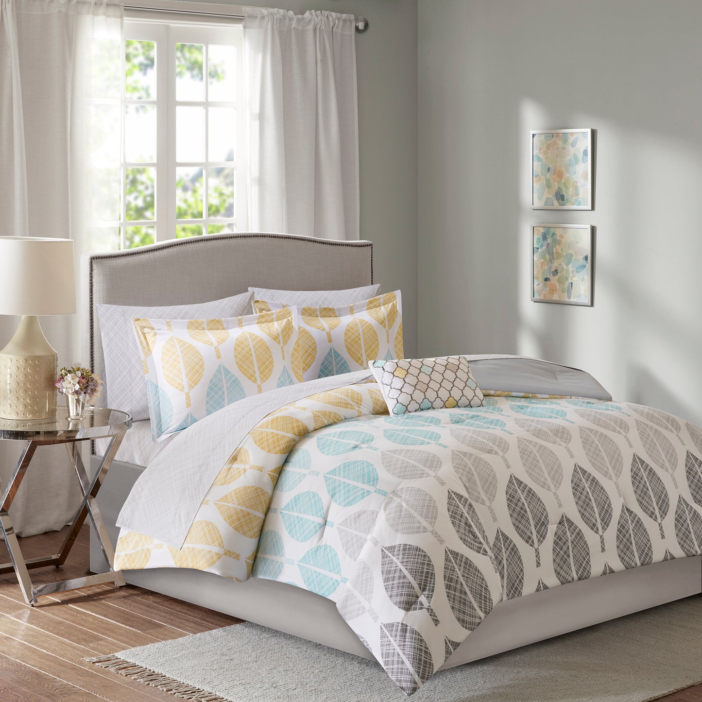 Madison Park Essentials 9 Piece Comforter Set with Cotton Bed Sheets