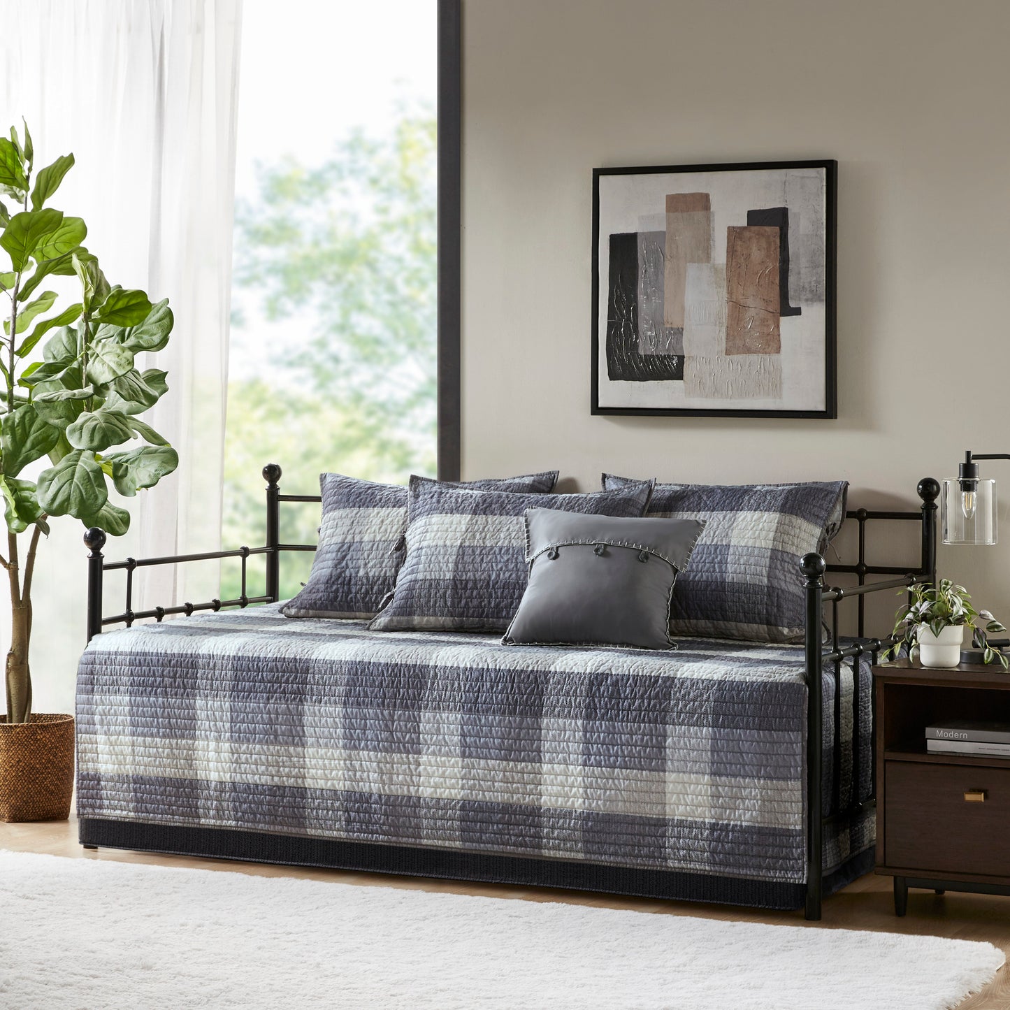 Madison Park 6 Piece Reversible Plaid Daybed Cover Set