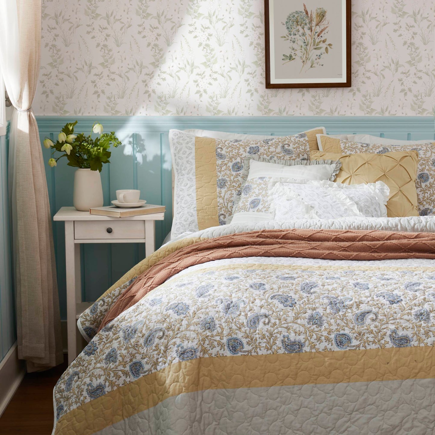 Madison Park 6 Piece Cotton Percale Quilt Set with Throw Pillows