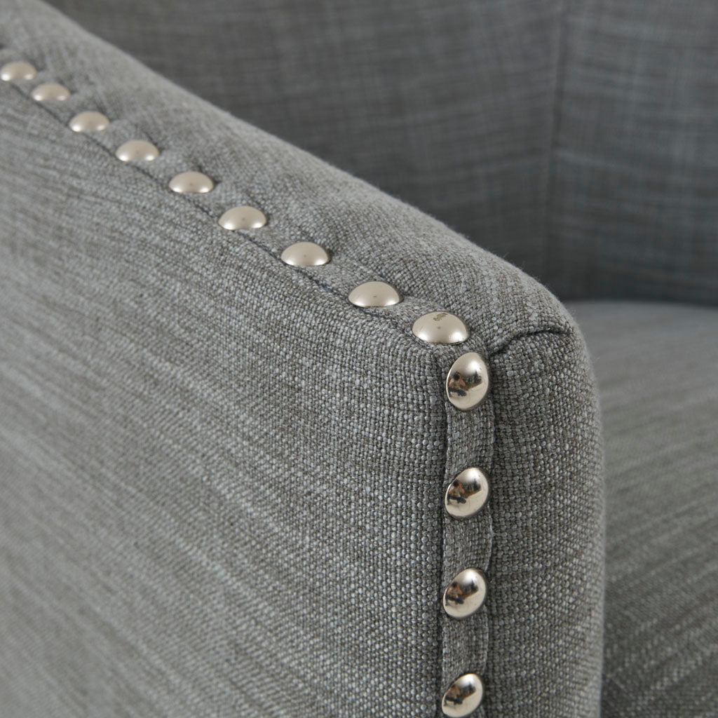Madison Park Tyler Upholstered Swivel Barrel Chair with Nailheads