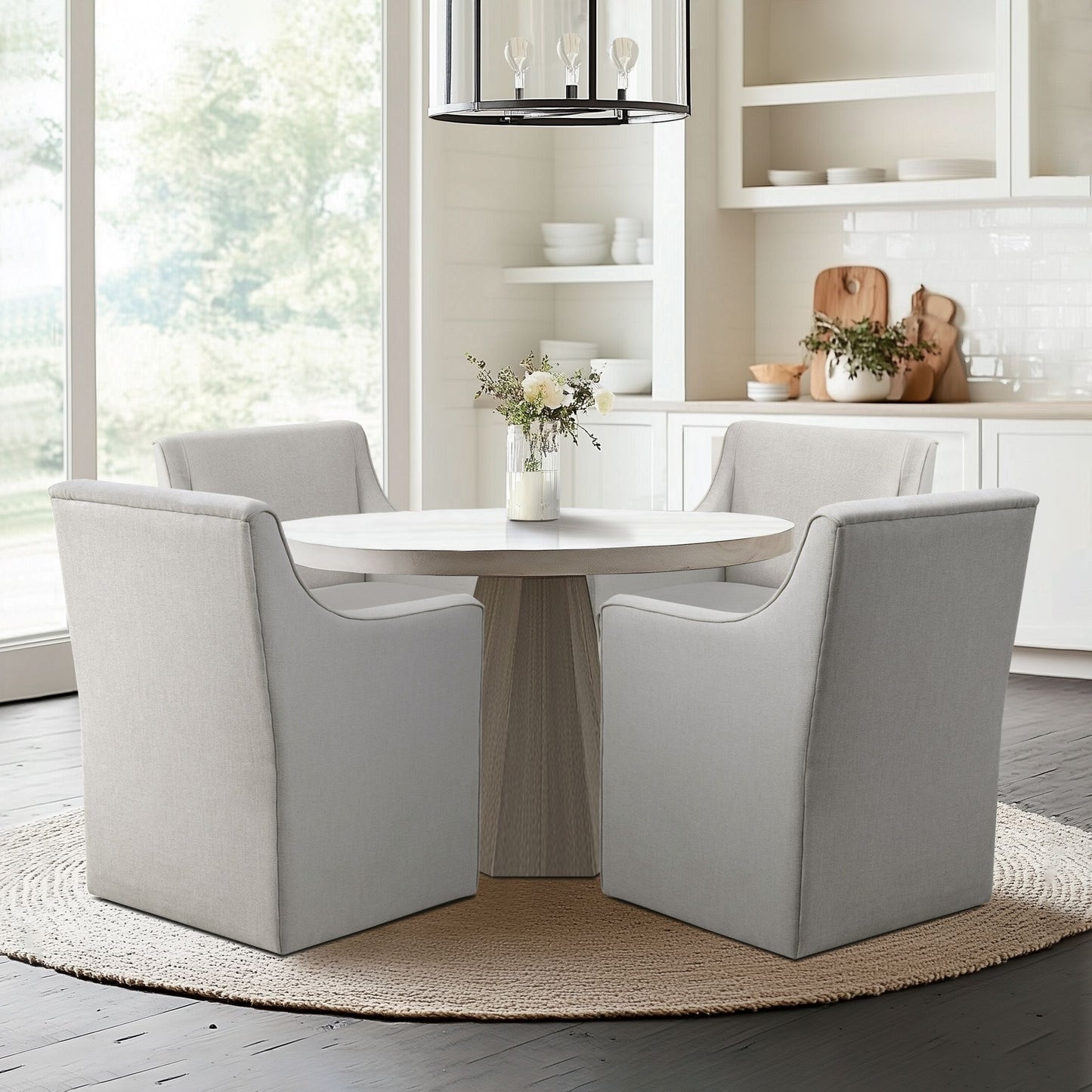 Madison Park Skirted Dining Arm Chair with Casters
