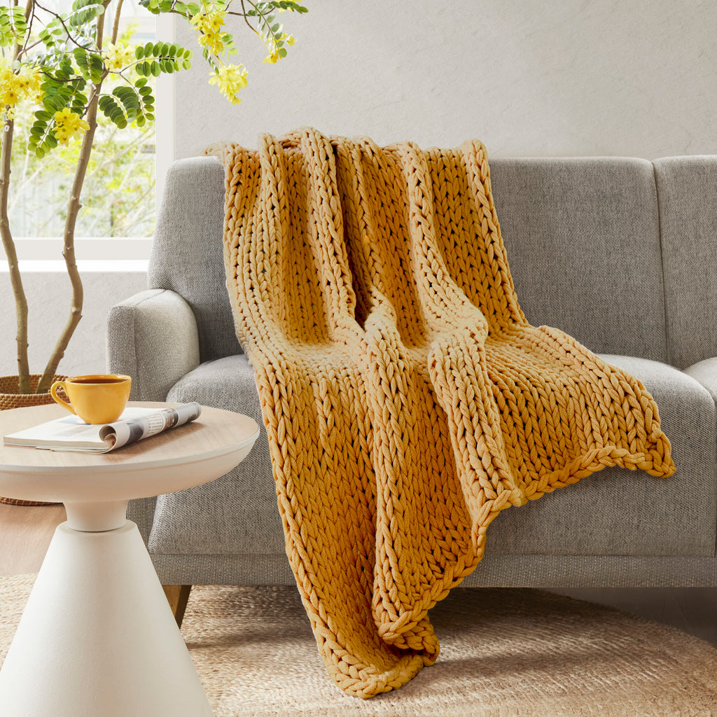 Madison Park Hand Made Chunky Double Knit Throw Blanket