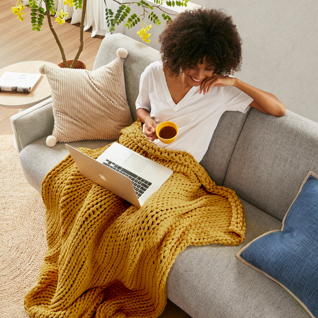 Madison Park Hand Made Chunky Double Knit Throw Blanket