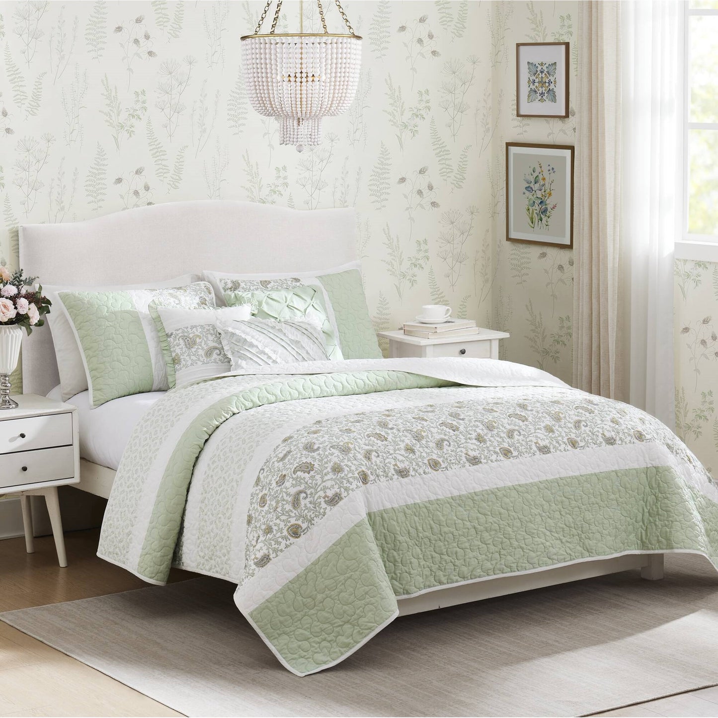 Madison Park 6 Piece Cotton Percale Quilt Set with Throw Pillows